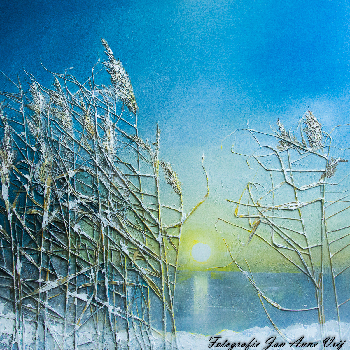 Schilderij Winter, gebruikt als voorkant van de rouwkaart
